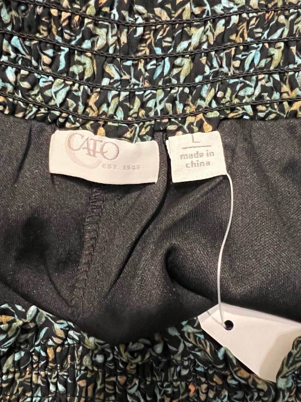 NWT Cato Tiered Leaf Print Ruffle Skirt Brown, Blue, and Green Size Large - Picture 5 of 9